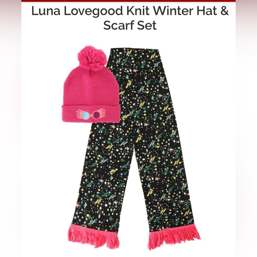 Luna Lovegood Knit Hat and Scarf Set All Over Print Cosplay Costume Glasses